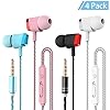 4-Packs-Earphones-CBGGQ-Noise-Isolating-In-Ear-Headphones-with-Pure-Sound-and-Powerful-Bass-Earbuds-with-Microphone-Volume-Control-Headphones-for-iOS-and-Android-Smartphones-Laptops-Gamingetc CBGGQ 4 Packs Earphones, Noise Isolating In-Ear Headphones with Pure Sound and Powerful Bass, Earbuds with Microphone…