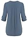 Youtalia Women 3/4 Sleeve Tops, Ladies Chiffon V Neck Blouse Pleated Curved Hem Casual Tunic Tops (XX-Large, Blue Grey)