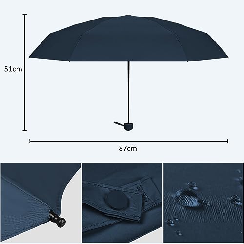 MXCOCO Paraguas de Bolsillo para Lluvia y Sol, Mini Sombrilla Plegable con Protección UV, Resistente al Viento y Lluvia, Ligero y Portátil con Estuche para Llevarlo Diario en Bolsa o Mochila