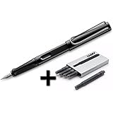 Lamy Safari Fountain Pen (19M) Black &amp; 5 Black Ink Cartridges