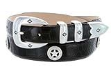 Presidential Silver Star Western Golf Concho Italian Calfskin Leather Dress Belt