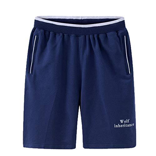 wodceeke Mens Plus Size Shorts, Solid Color Loose Elastic Waist Gym Sport Active Pocket Shorts (M, Blue)