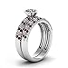 Couple Ring Bridal Set His And Hers Women 10k White Gold Filled Heart Garnet CZ Men Tungsten Carbide Band 10k Wedding Ring Band Set