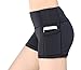 Women's Active Fitness Yoga Running Exercise Workout Shorts with Side Pocket M Black