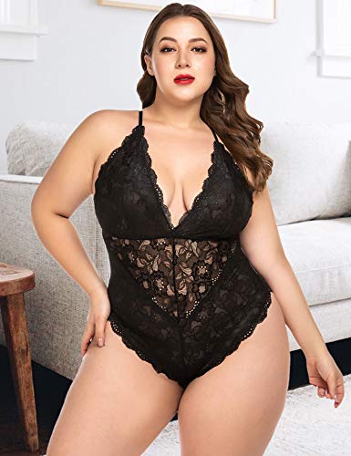 Elover lencería para mujer tallas grandes de encaje teddy