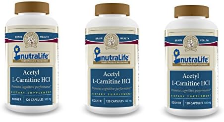 Nutralife Acetyl L-Carnitine HCI Kosher Dietary Supplement 500mg Triple Pack - 360 Capsules
