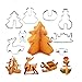 Christmas Stainless Steel 3D Cookie Cutters Set Cookies Molds – 8 piece- Christmas tree, Santa Claus, Sika deer, Skiing.