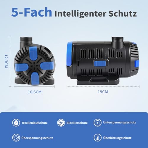 Forever Speed 80W Eco Motor 8000L/h Adjustable Outdoor Pond Pump with Multifunctional Controller for Garden Pond, Fishing Pond, Fountain Conversion Pump
