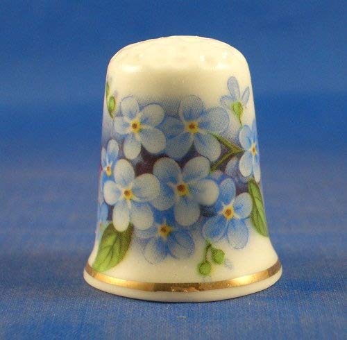 Birchcroft Porcelain China Collectable Thimble - Forget me Not Flower with Box