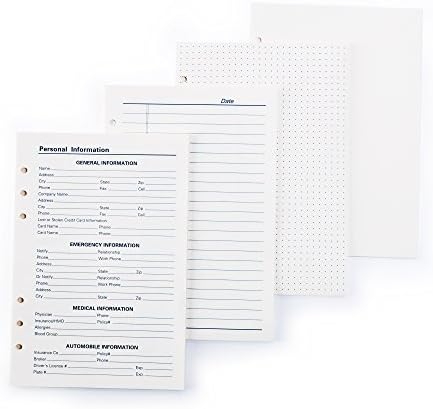 6 Ring Binder Filler Paper, Ruled Blank Dot Date Plan Paper, 5.5" x 8.5", 80 Sheets/160 Pages, Eye Protection Light Yellow(Paper)