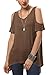 Urban CoCo Women's Vogue Shoulder Off Wide Hem Design Top Shirt - Large - Coffee