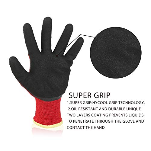 HPHST Arbeitshandschuhe Herren und Damen C431CW Thermo Winterhandschuh Montagehandschuhe Grip Doppelbeschichte Handschuhe wasserdichte Ãldichte Gartenhandschuhe (Rot-Schwarz) GröÃe: 10/XL 1 Paar – Bild 5