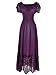 Anna-Kaci Renaissance Peasant Maiden Boho Inspired Cap Sleeve Lace Trim Dress, Purple, Small