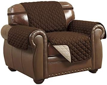Le Benton Reversible Chair Cover, Non-Slip Elastic Strap, Adjustable & Removable, Machine Washable, Up to 23" Seat Width - Brown/Taupe