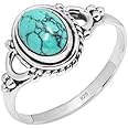 Turquoise Stone Ring, 925 Sterling Silver Ring Handmade Statement Ring For Women and Girls, Natural Gemstone Ring, Christmas Gift For Fer, Promise Ring Size US 9 Minimalist Ring