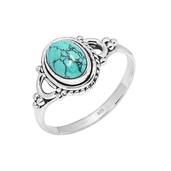 Turquoise Stone Ring, 925 Sterling Silver Ring