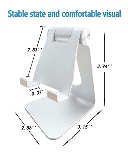 Phone Stand for Desk, Oternal Adjustable Phone Tablet Stand Holder Dock, Compatible with All Smart Phones and Tablet Display, iPhone X XS Max XR 8 7 6 6s Plus 5 iPad 2 3 4 Mini Samsung Huawei (Silver)