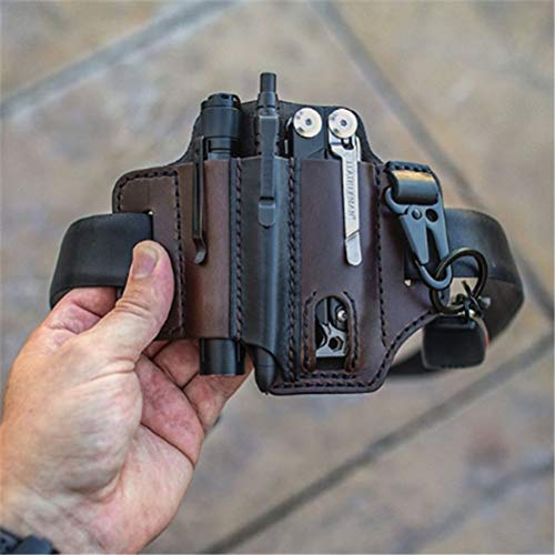 Linoni Taktischer Multitool-Halter aus Leder, EDC, Gürtelschlaufe mit Schlüsselhalter für Taschenlampe, Werkzeuge, Outdoor, Camping – Bild 7
