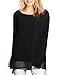 Allegra K Women's Semi-Sheer Panel High Low Hem Loose Tunic Top M Black