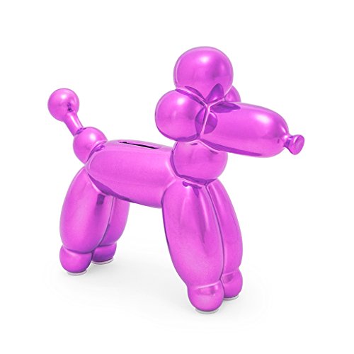 Made By Humans Balloon French Poodle Money Bank - Unique Animal-Shaped Ceramic Piggy Bank for Newborn Baby, Young Children, Adults, Pink