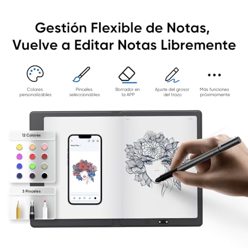 XPPen Note Plus A5 Cuaderno Digital Notebook Smart Bluetooth con Lápiz sin Batería, EMR con 8,192 Niveles de Sensibilidad Tableta de Notas Digital para Tomar Notas, Escribir, Dibujar