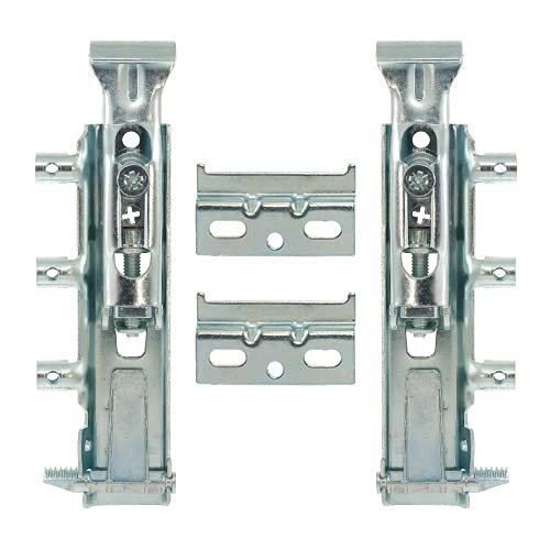 Syskor 2 Sets Adjustable Hidden Kitchen Hanger for Suspended Furniture Support for Hanging Cabinets, Load: 65 kg Plate + 2 x White Lids, Nickel, 0