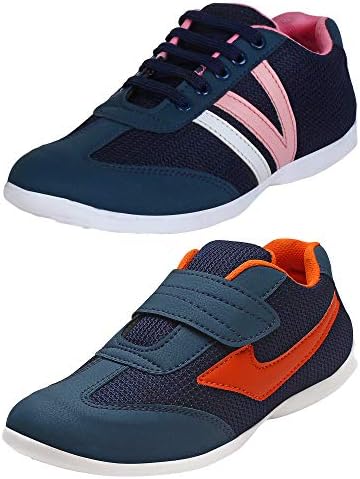 AUTHENTIC VOGUE Women's Combo Pack of 2 Multi-Sports Running/Jogging Shoes in Ultra Lightweight Sole with Hook & Loop Fastner & Laces Up- Multi-Colour Combination (Combo Pack of 2)