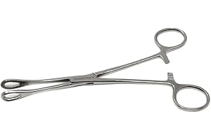HIGH TECH INSTRUMENTS Foerster Sponge Forceps Straight + Curved Serrated Loop Jaws Surgical Holding Veterinary Instruments Body Piercing Locking Clamps, Stainless Steel (7" - Straight)