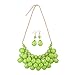 RIAH FASHION Chunky Acrylic Jewel Cluster Floating Bubble Statement Necklace - Teardrop Dangle Layered Bib Collar (Lime Green)