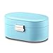 Vlando Small Mirrored Travel Jewelry Box Organizer Storage Case - Faux Leather - Best Gift for Girls (Blue)