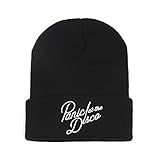 Kokkn Panic At The Disco Winter Warm Knit Beanie Embroidery Hat Winter Skully Letter Beanie Cap (Black)
