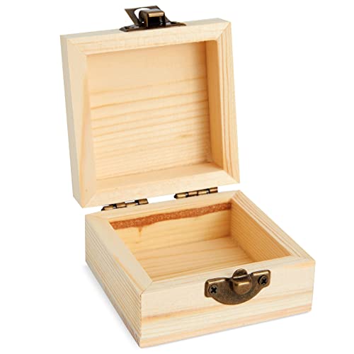 12 Pack Small Wooden Boxes For Crafts, Unfinished Wood Jewelry Boxes