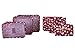 6 sets travel Organizers Packing Cubes Luggage Organizers Compression Pouches (Wine Daisy)