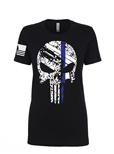 Frag Out Clothing Co Blue Line Punisher Fitted Tee (X-Large)