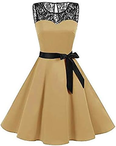 WOCACHI Women Dress Vintage Sleeveless Retro Evening Party Prom Dresses