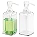 mDesign Modern Plastic Refillable Liquid Soap Dispenser Pump Bottle for Bathroom Vanity Countertop, Kitchen Sink - Holds Hand Soap, Dish Soap, Hand Sanitizer, Essential Oils - 2 Pack - Clear