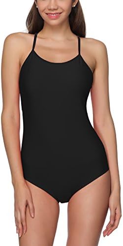 FOMONGYI Womens One Piece Beach Swimsuit With Adjustable Strap Athletic Bathing Suit Black, L