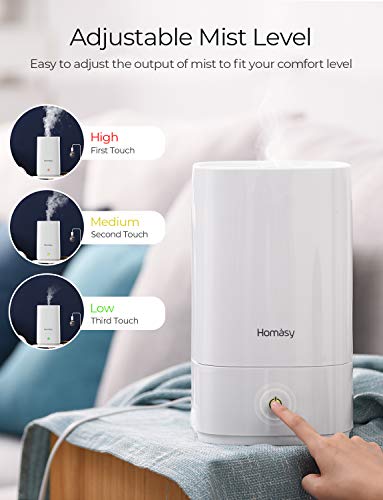 Homasy Humidifiers with Essential Oil Nozzle, 4.5L Ultrasonic Cool Mist Humidifier for Bedroom, Large-Capacity Vaporizer Humidifying Unit with Whisper-Quiet & Auto Shut-Off (Top Refilling Design) - Thumbnail 5