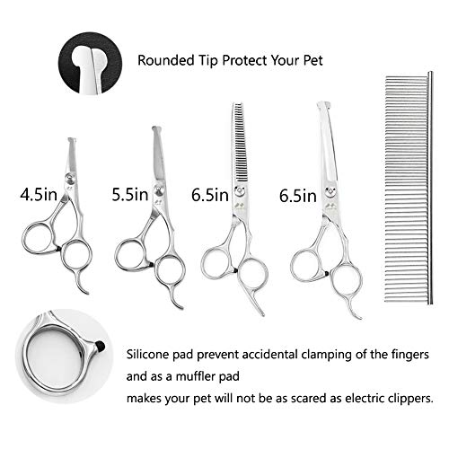 iSeaFly Dog Grooming Kit, Safety Round Tip, Heavy Duty Stainless Steel, 5 in 1 Cat Dog Grooming Scissors Set, Best Pet… - Image 3