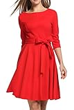 HOTOUCH Women 50s 60s Hepburn 3/4 Sleeve Vintage Retro Swing Rockailly Dresses