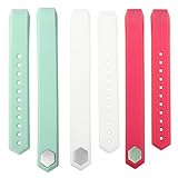 bayite Accessory Silicone Watch Band for Fitbit Alta, Pack of 3, White Pink Teal, Small 5.5 - 6.7 inches