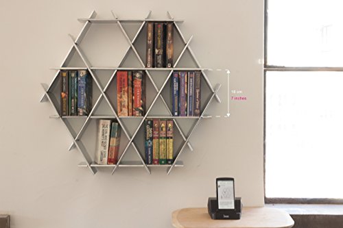 Modern Floating shelves, book shelf made of Cardboard, bookcase, wall shelf, Ruche shelving unit medium- chrome finish