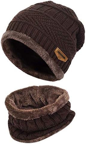 MUCO Mens Womens Winter Beanie Hats Scarf Set Warm Knit Hat Thick