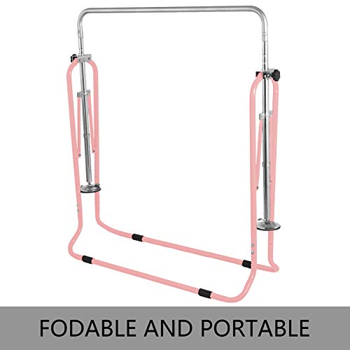 Popsport Jungle Gymnastics Expandable Junior Adjustable Height Gymnastic Bar KidsFolding Training Gym Blue Gymnastic Horizontal?Bars? Practice Bar Children and Kids(Pink)