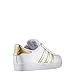 adidas Originals Superstars Running Shoe, White/Gold/Blue, 3 Medium US Little Kid