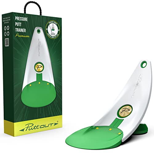 PuttOut Premium Pressure Putt Trainer, Perfect Your Golf Putting, Green/White