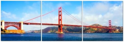 DigiArt Decor Golden Gate Bridge/Ready to Hang Wall Art Print Mounted on Fiberboards/3 Panel Set/Better Than Canvas Prints Size: XS/S/M/L/XL (2) 12X12X0.4(Each Panel) X3Panels