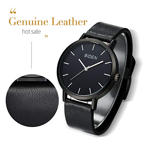Watch Womens Unisex Simple Casual Leather Waterproof Analog Quartz Dress Wrist Watch - Thumbnail 2