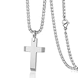 Stainless Steel Cross Pendant Necklace Chain for Men Women with 20-24 Inches Rolo Chain COOLUXU