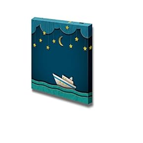 Canvas Prints Wall Art - Paper Cruise Liner at Night - 12" x 12"